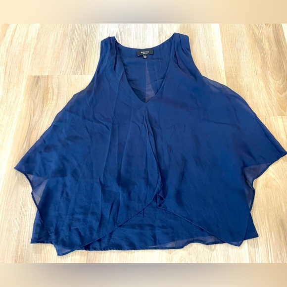 BABATON Aritzia 100% Silk Blue Dressy Ruffled Blouse. Size XXS - Picture 4 of 8